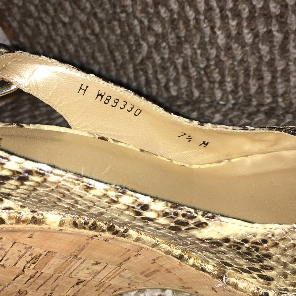 Stuart Weitzman Python Print Leather Peep Toe Sli… - image 8